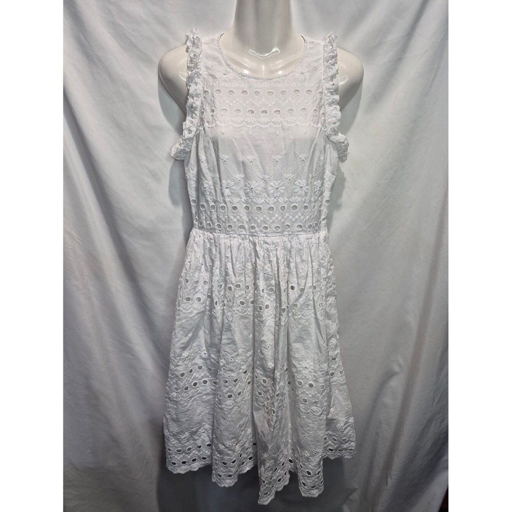 Kate Spade New York White Eyelet Embroidered Fit & Flare Midi Dress Size 6